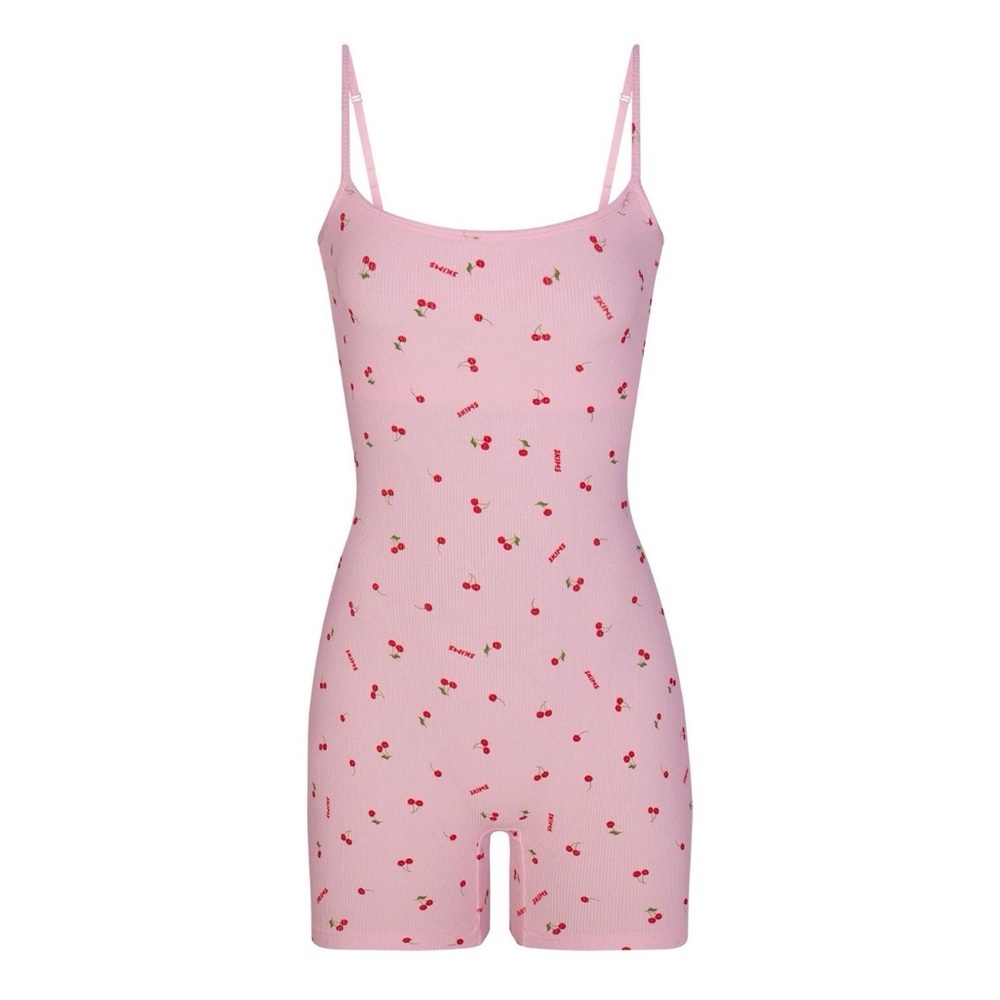 NWT SKIMS Soft Lounge Cherry Print Romper Size Large